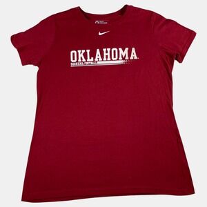 Nike Shirt Red Oklahoma Sooners Football OU Logo Print Slim Fit Women's Large
